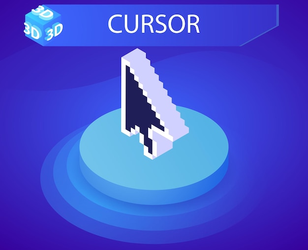 cursor isometric design icon vector web illustration 3d colorful concept