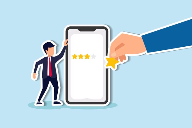 Customer experience rating 5 stars feedback service or application users enhancing user satisfaction