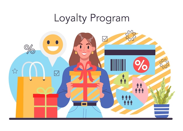 customer loyalty concept marketing program development for client retention idea of communication and relationship with customers flat vector illustration