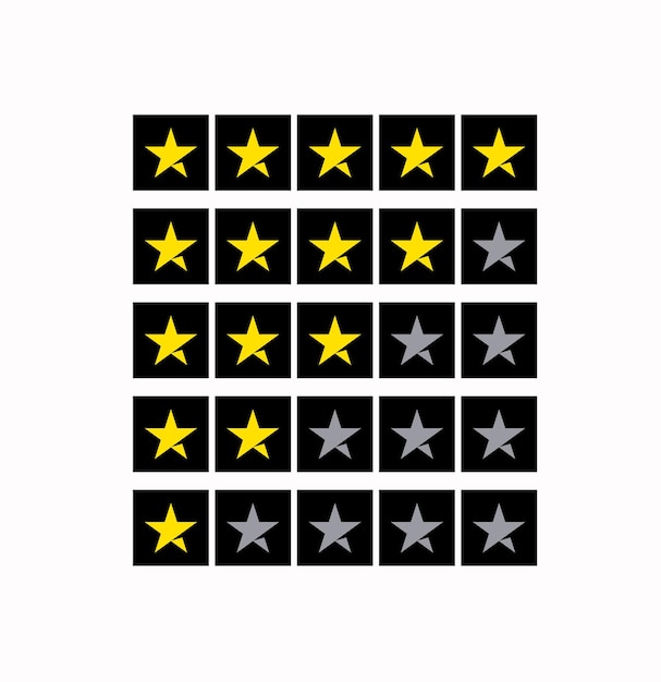 Customer review with gold starsset of stars isolated on white background