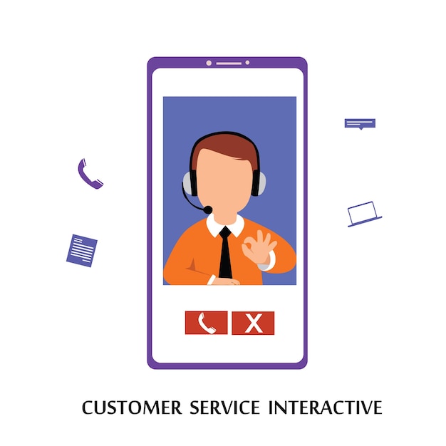 Customer Service, Call Center for online Shopping and Business Concept Vector Template Design Illustration