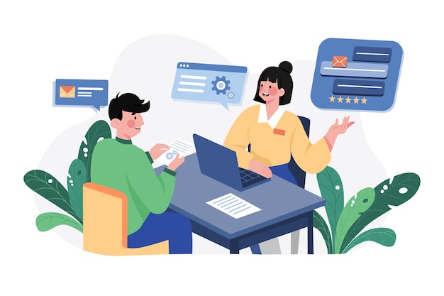 Customer Service flat illustration concept on white background