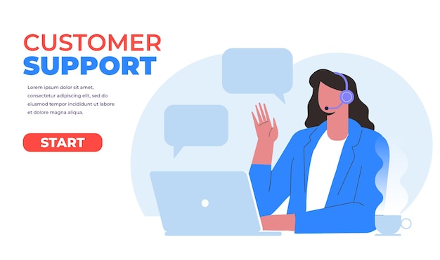 Customer support,  call center Hotline operator Flat Vector illustratration