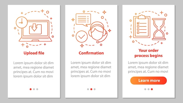 customer support onboarding mobile app page screen with linear c