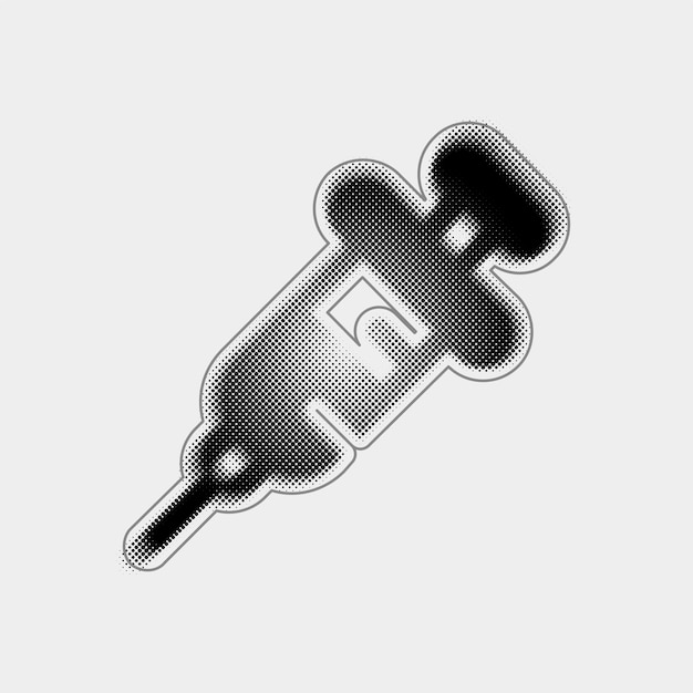 Customizable Halftone Vector Injection Icon with Black Line Design