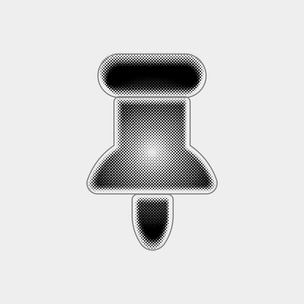 customizable halftone vector pin icon with black line design