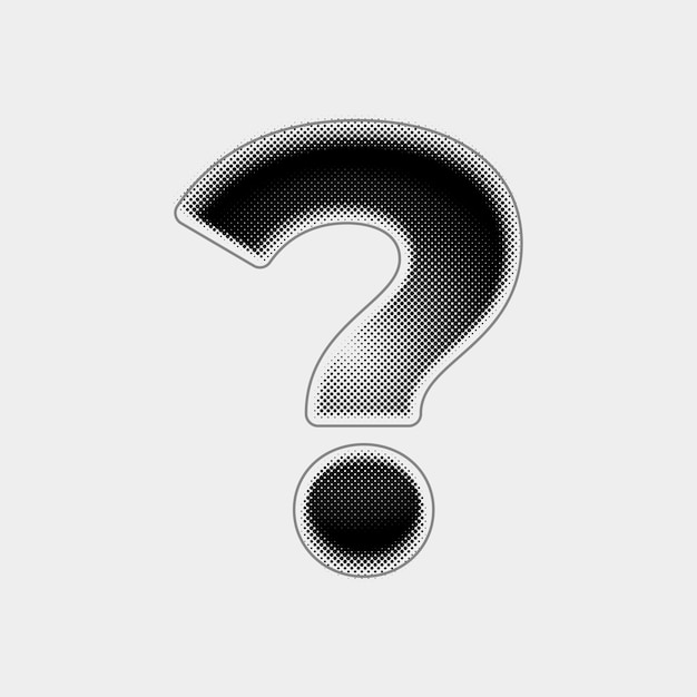 Customizable Halftone Vector Question Mark Icon with Black Line Design