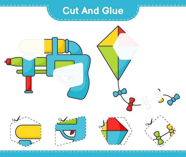 Cut and glue cut parts of Kite and Water Gun And glue them Educational children game