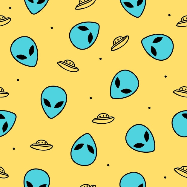 Cute alien face pattern background vector design