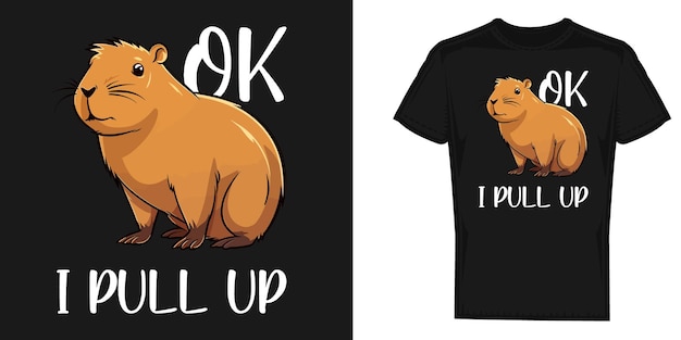 Cute animal capybara tshirt design vector