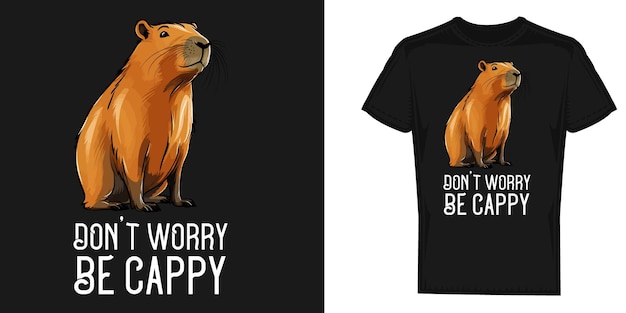 Cute animal capybara tshirt design vector