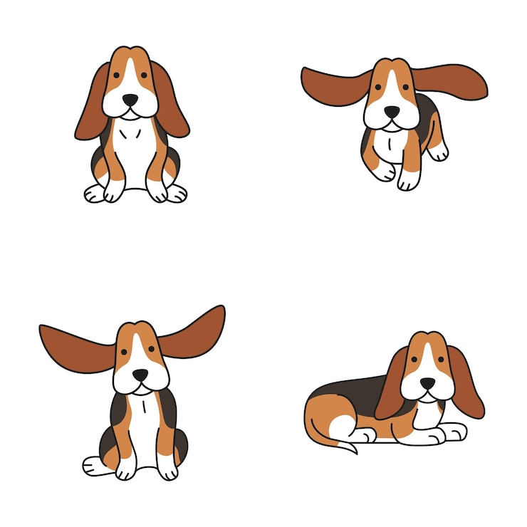 Vektör cute basset hound dog vector illustration