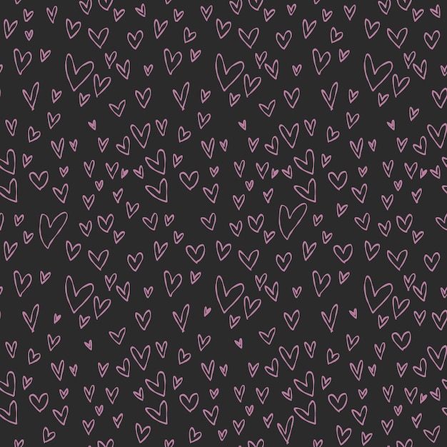 Cute black pattern with pink doodle line hearts Textiles for children fabric book bedroom baby
