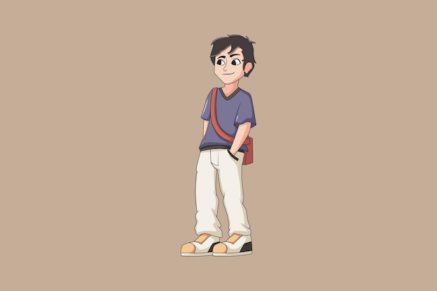cute boy character design illustration