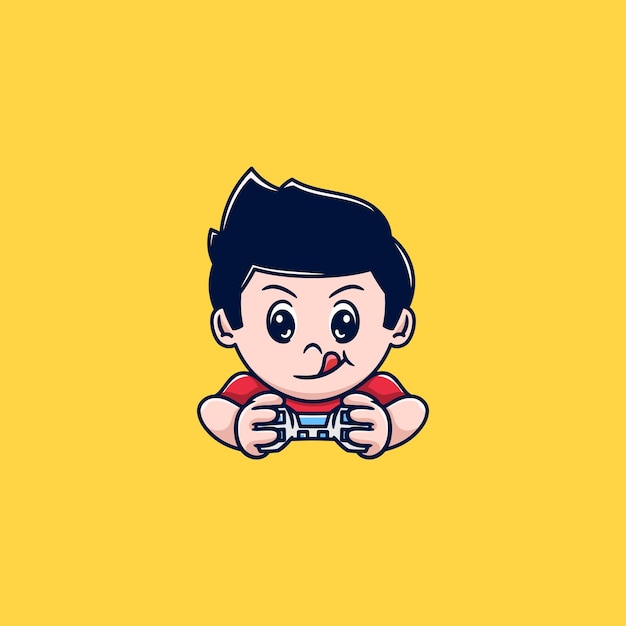 Cute boy playing game cartoon 2