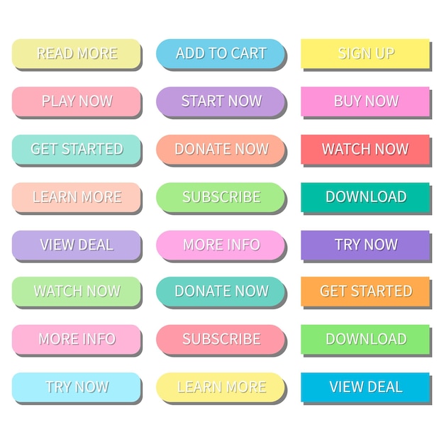 Cute buttons with pastel colors for websites