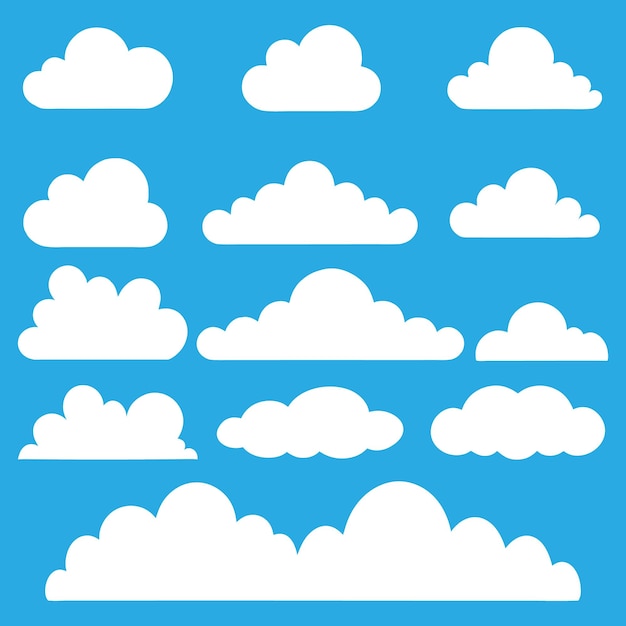 Cute Cartoon Clouds Set