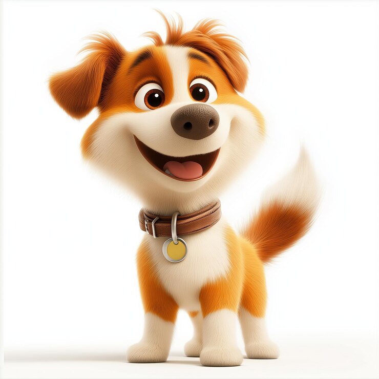 Vektör cute cartoon dog with big smile and collar