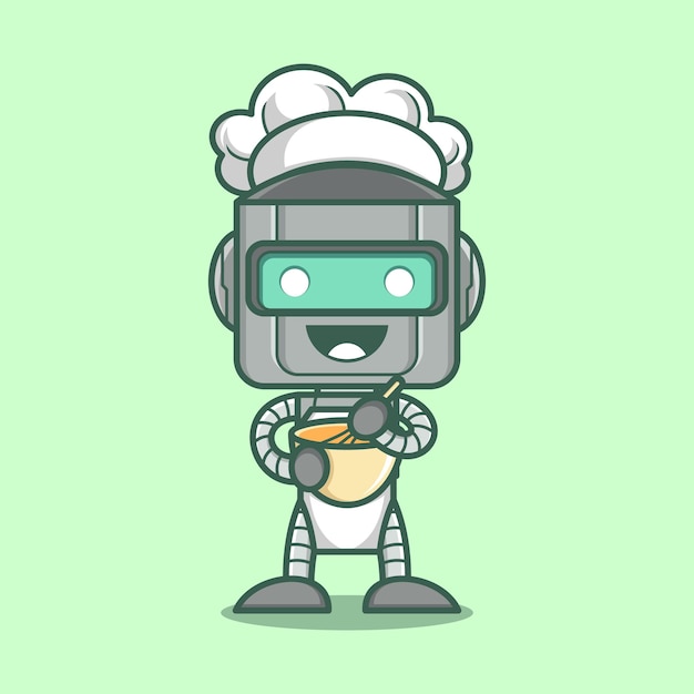 cute cartoon robot become baker