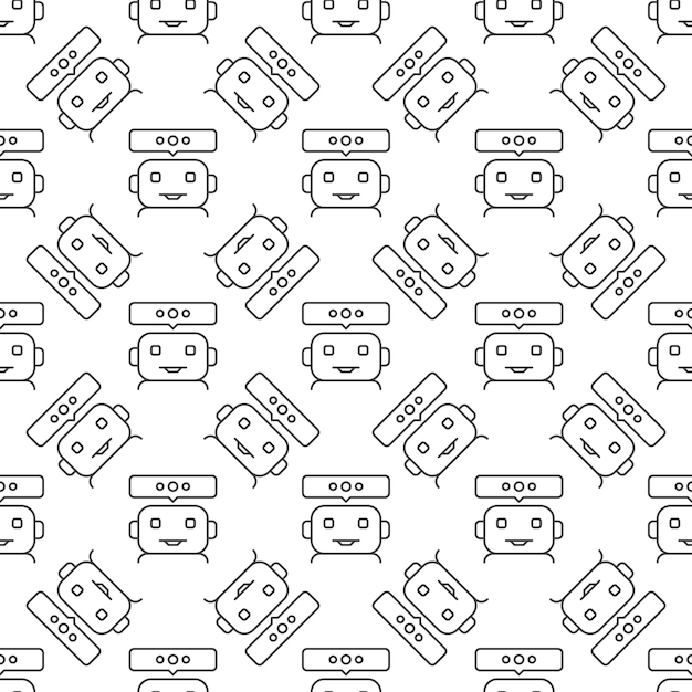 Cute Chatbot vector Online Chat Conversation line seamless pattern