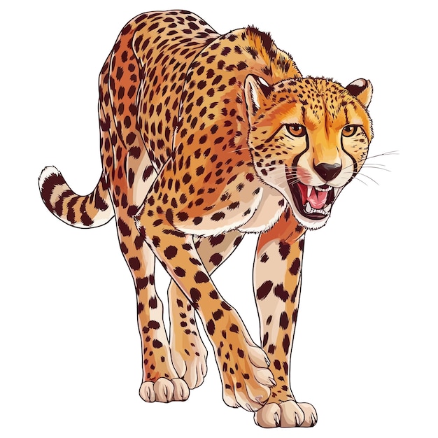 Cute cheetah cartoon isolated on white background