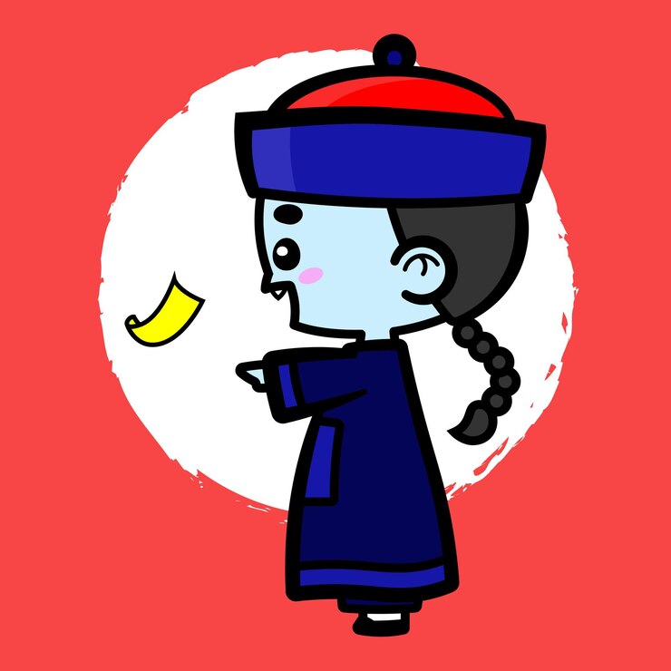 Vektor cute chinese ghost is feeling happy. fit for mascot, children's book, icon, t-shirt design, etc.