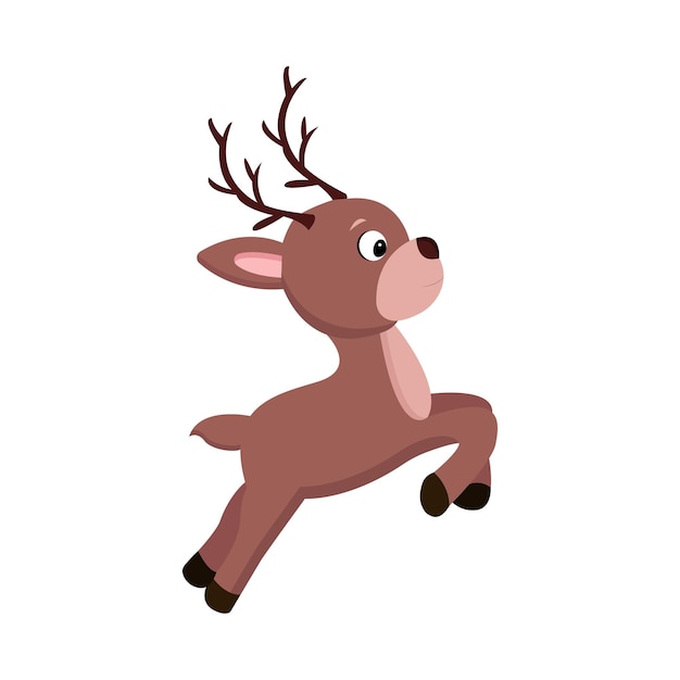 Cute Christmas vector reindeer vector isolated on white background.