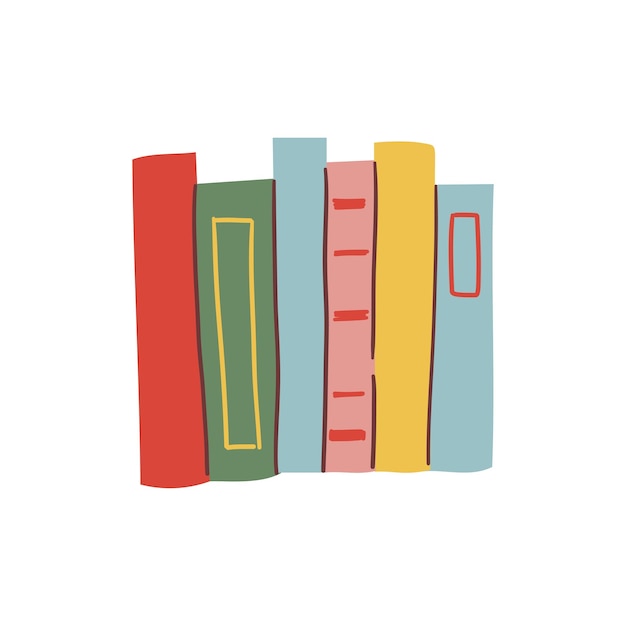 cute colorful book collection set of different stacks and piles of books open and closed books educational theme scientific and fiction literature vector illustration isolated on white background