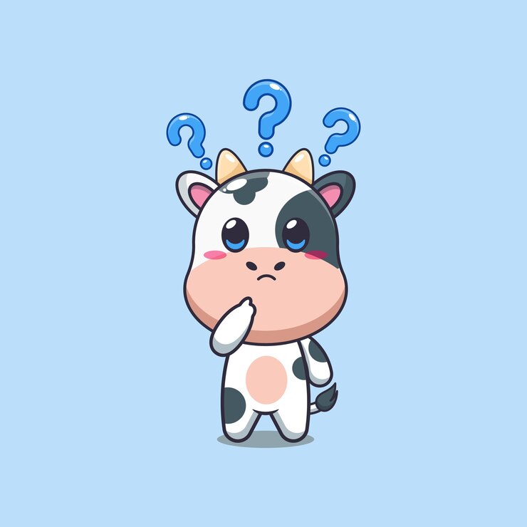 Vektör cute cow is confused cartoon vector illustration