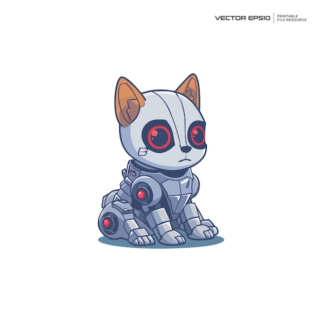 cute cyborg cat robot character mascot logo design vector illustration
