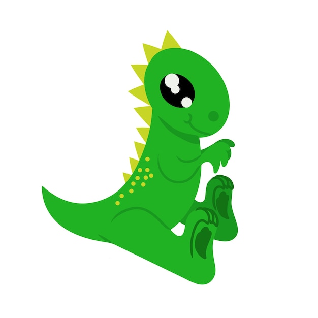 Cute dinosaur sits on white background Design element for use in design Vector illustration