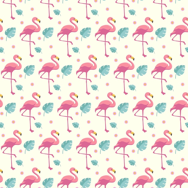 Cute flamingo seamless summer pattern template background