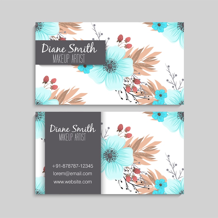 Vektör cute floral business card 