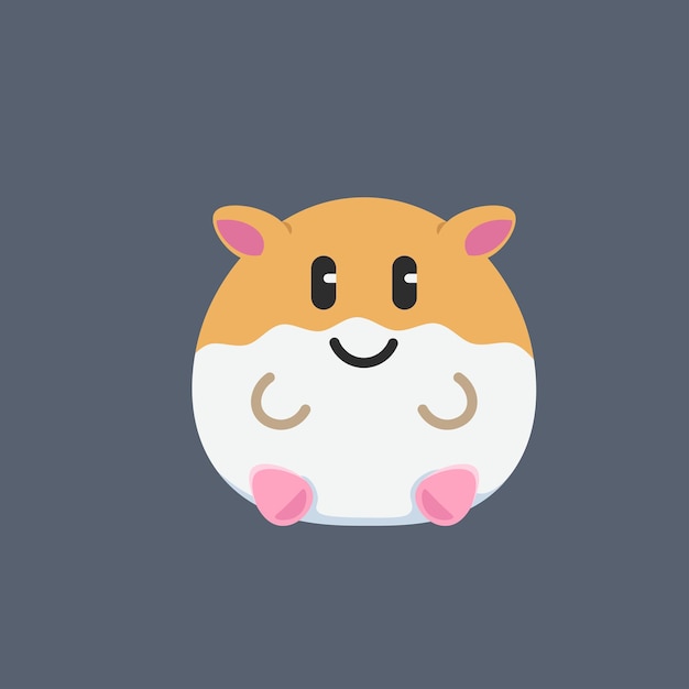 cute hamster with smile face in flat vector design