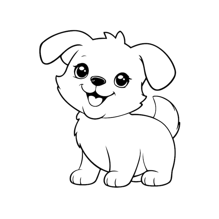Vektör cute happy dog standing puppy coloring page for kids