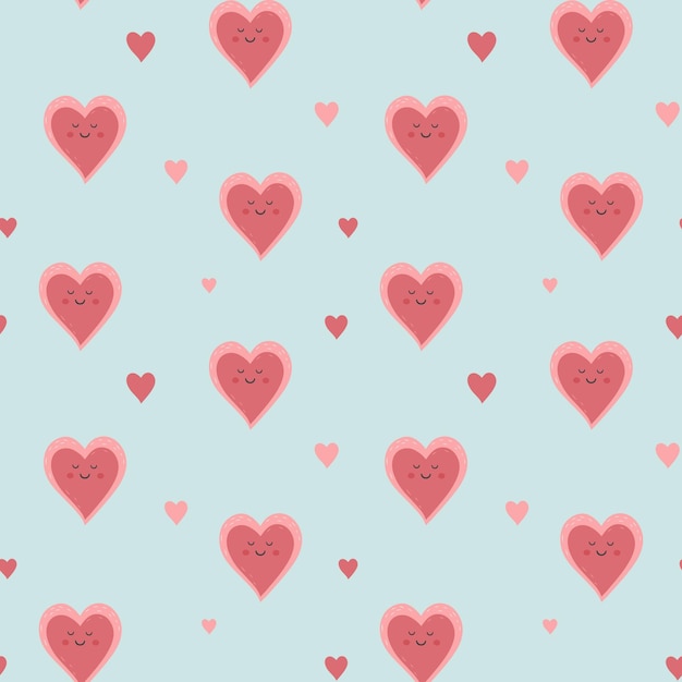 cute hearts seamless vector pattern valentine's day background different heart shape in pastel color
