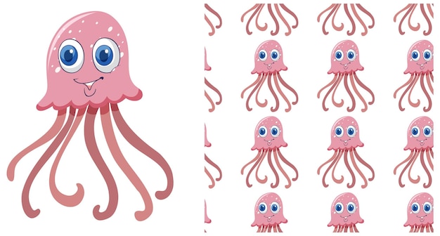 Cute Jellyfish Seamless Pattern Illustration