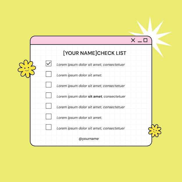 cute kawaii checklist template