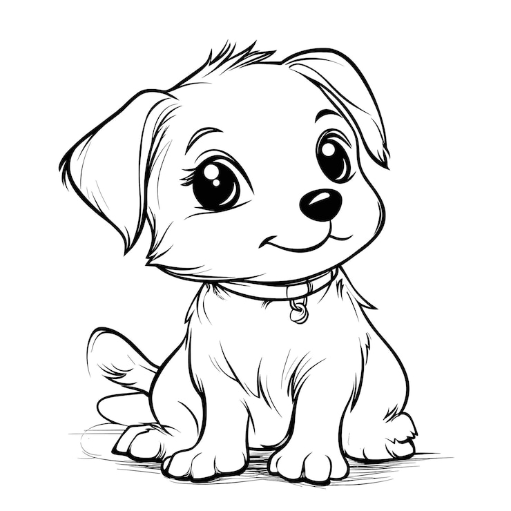 Vektör cute kawaii dog coloring pages on white background