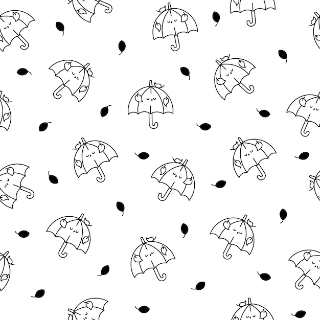 Cute kawaii umbrella Coloring Page