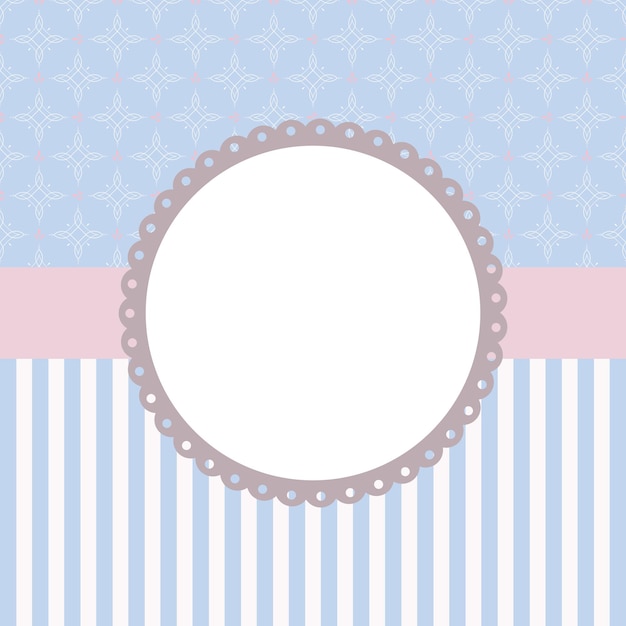 Cute lovely vector frame card greeting invitation with blue background