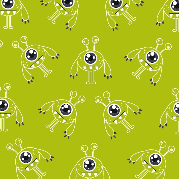 Cute monster cartoon character pattern collection suitable for textile design