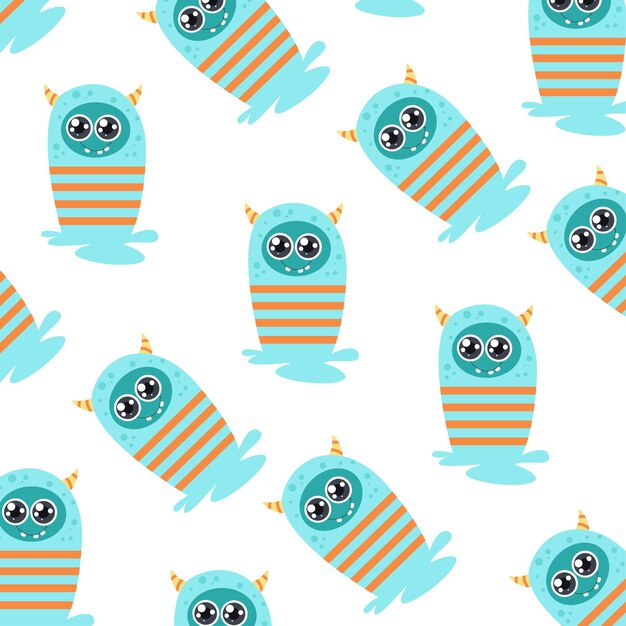 Cute monster cartoon character pattern collection suitable for textile design