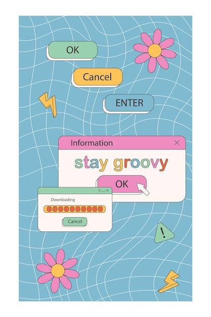 Cute nostalgic 90s retro vaporwave post and story template instagram.