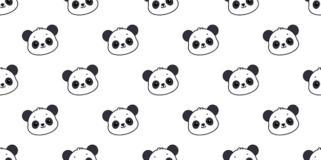 Cute panda face cartoon seamless pattern vector illustration