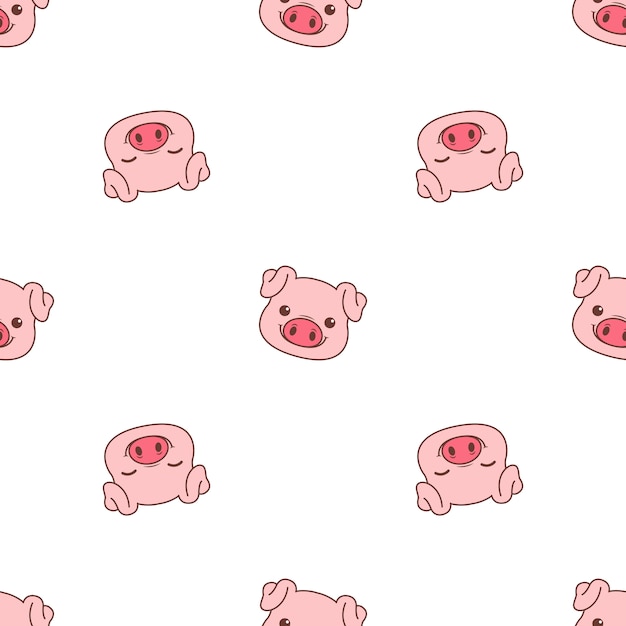 cute pig face cartoon seamless pattern