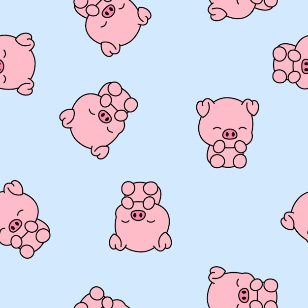 cute piggy cartoon seamless pattern