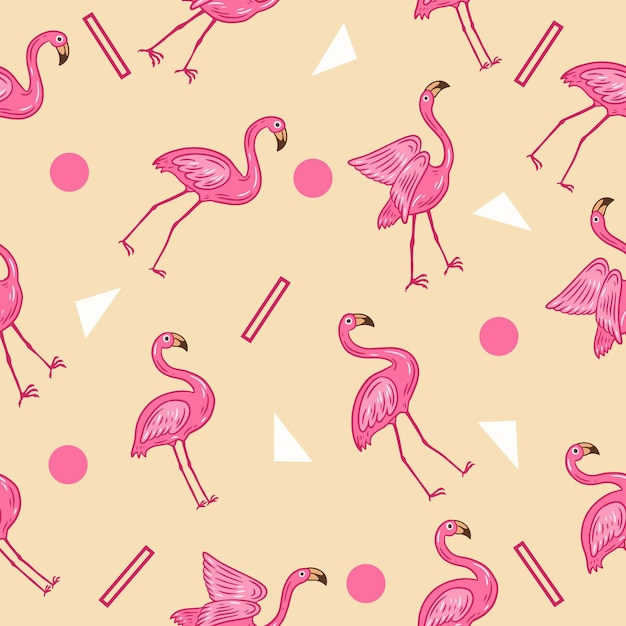 cute pink stork animal seamless pattern pink object wallpaper with design pastel cream