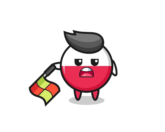 Cute poland flag badge cartoon is playing hula hoop