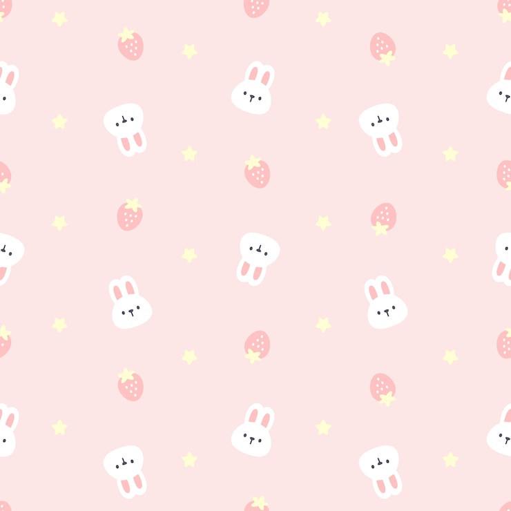 Vektor cute rabbit and strawberry seamless pattern background